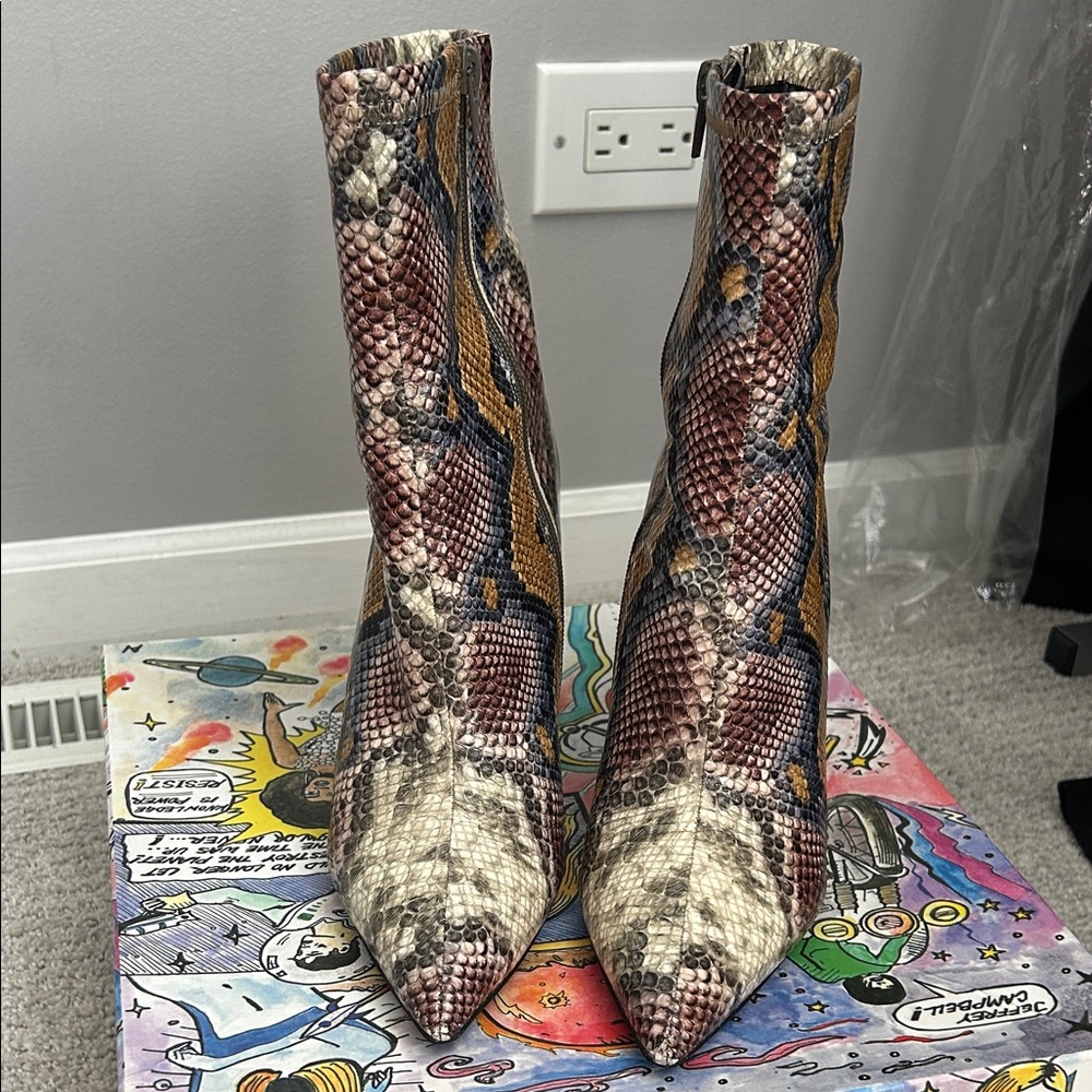 Jeffrey Campbell Colorful Snakeskin Ankle Boots